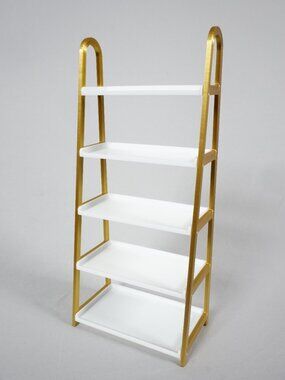 MINIATURE Display Shelf Doll Furniture Collectible Storage Showcase White & Gold